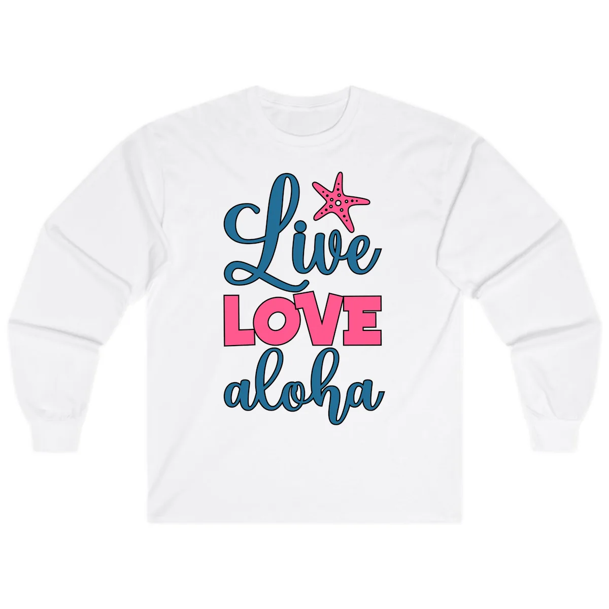 Live Life Aloha Starfish Long Sleeve in White
