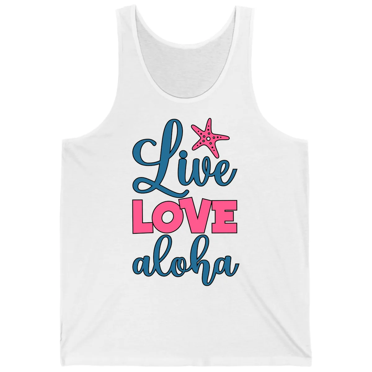 Live Life Aloha Starfish Tank in White