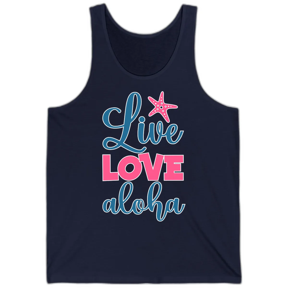 Live Life Aloha Starfish Tank in Navy