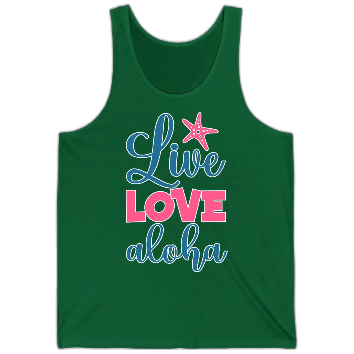 Live Life Aloha Starfish Tank in Kelly