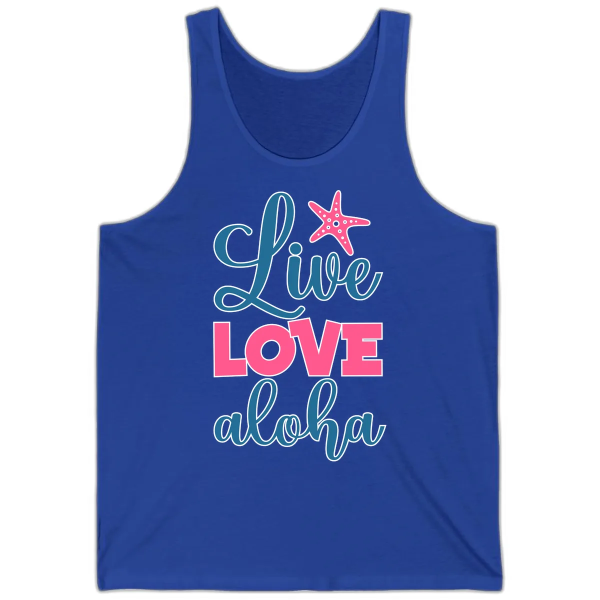 Live Life Aloha Starfish Tank in True Royal