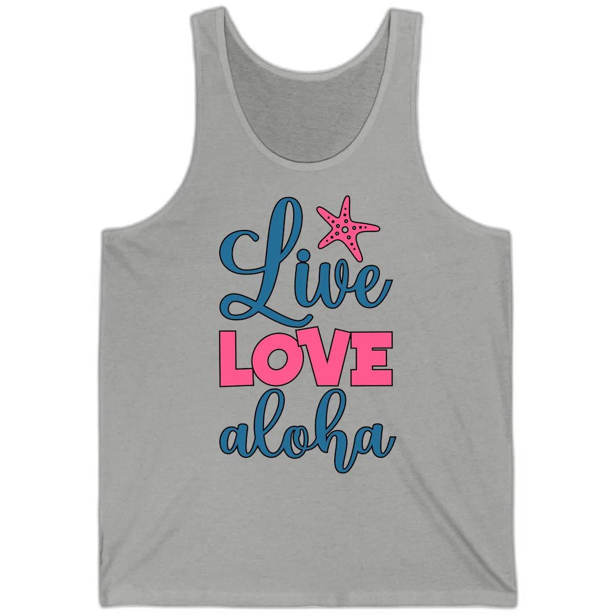 Live Life Aloha Starfish Tank in Athletic Heather