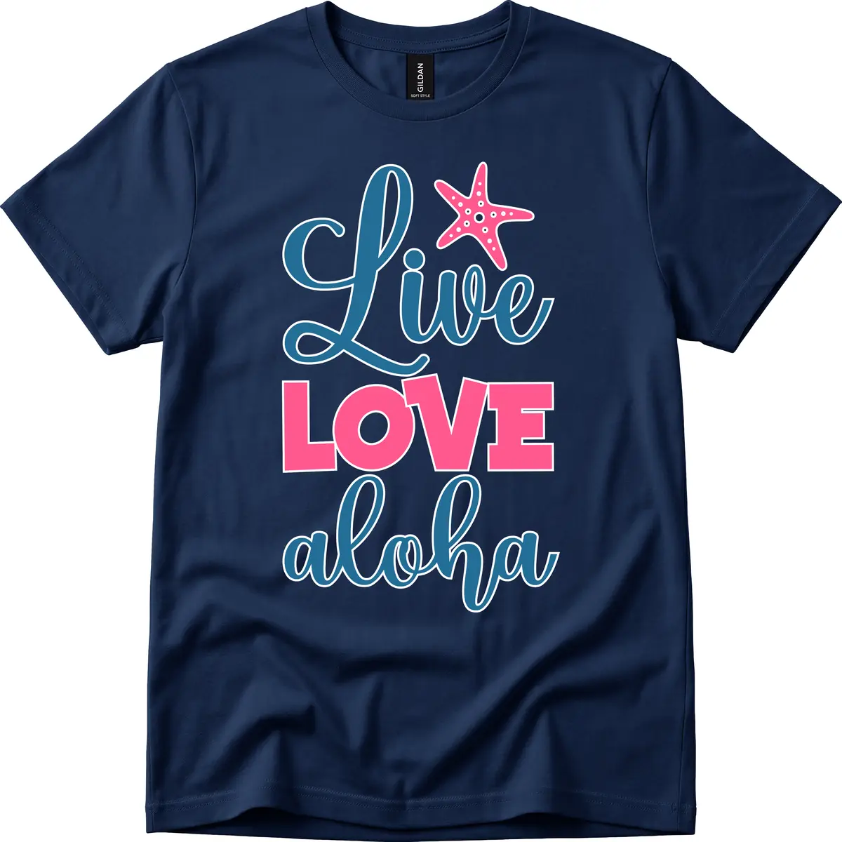 Live Life Aloha Starfish T-Shirt in Navy