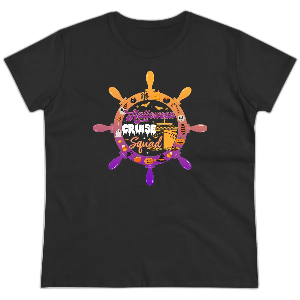 Halloween Cruise Squad Ladies Tee in Black