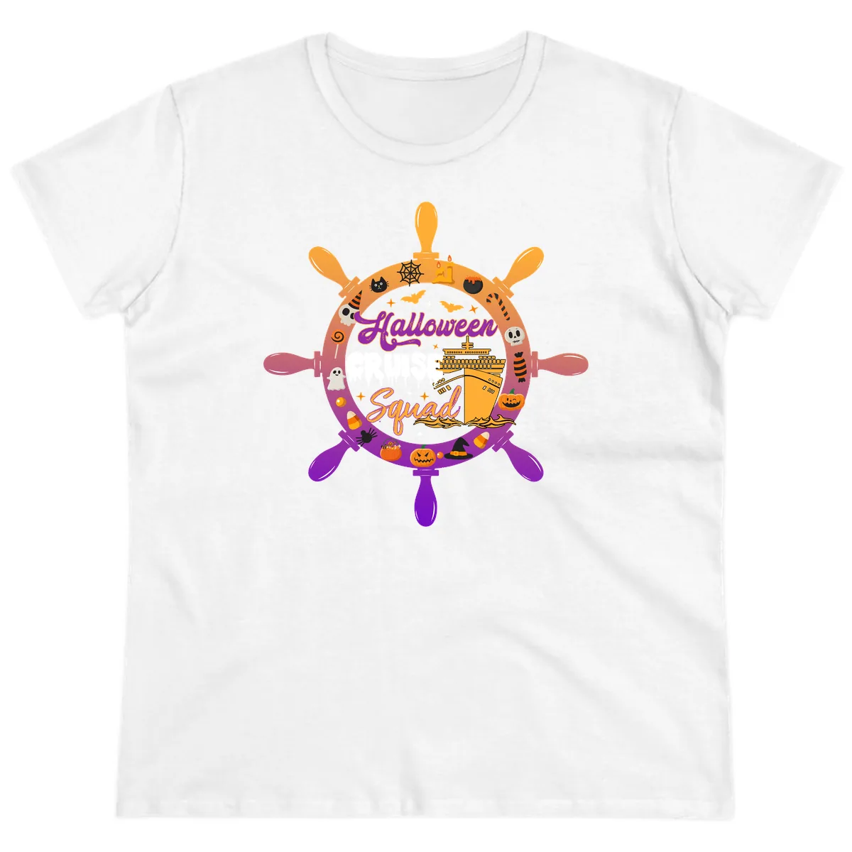 Halloween Cruise Squad Ladies Tee in White
