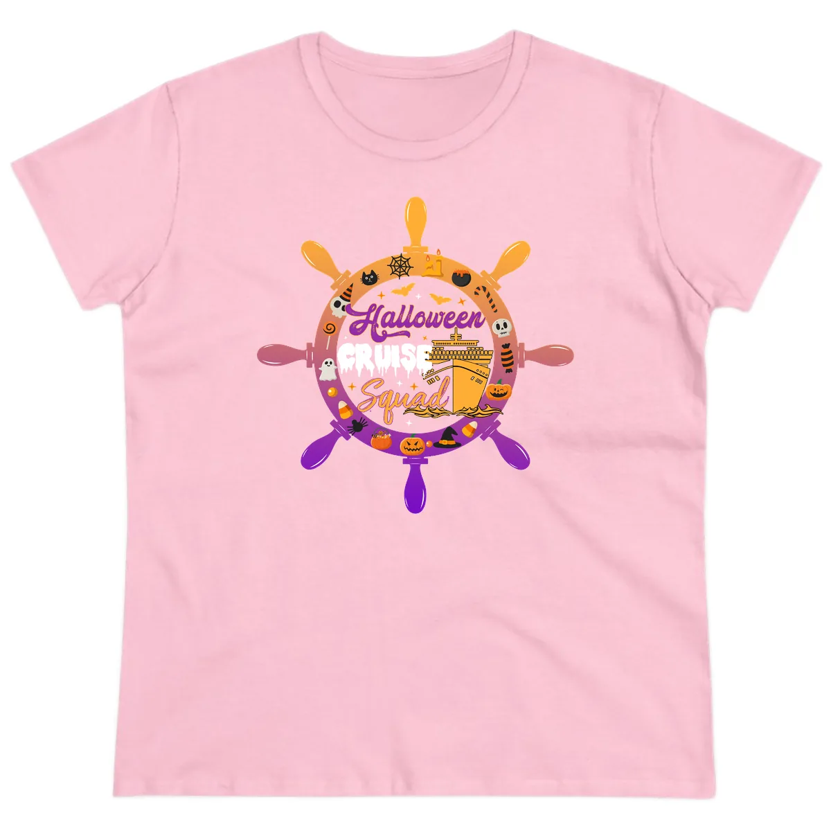 Halloween Cruise Squad Ladies Tee in Light Pink