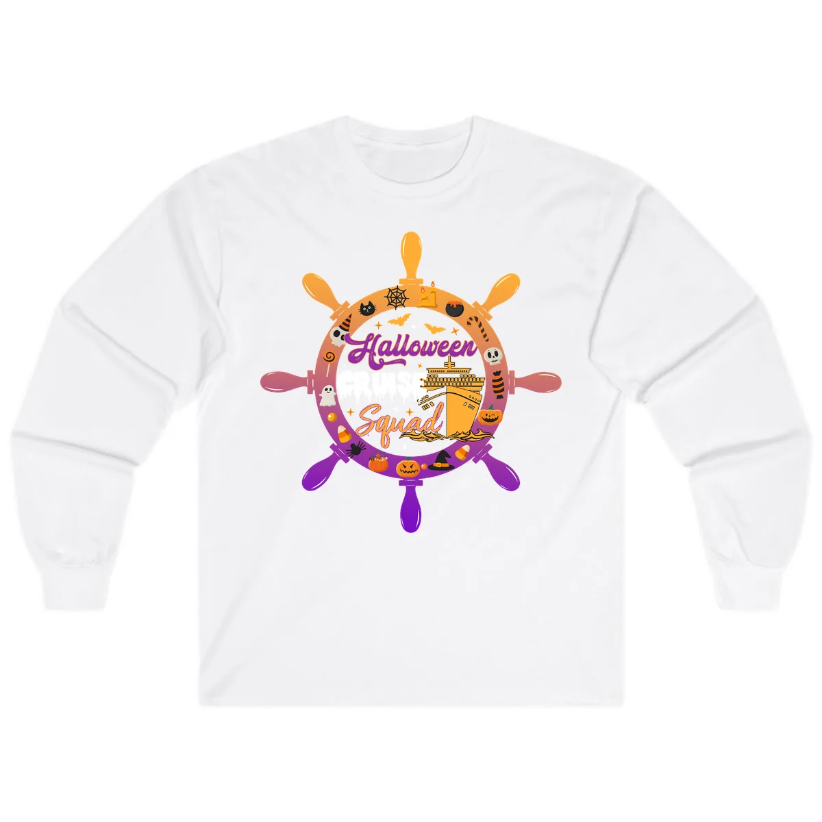 Halloween Cruise Squad Long Sleeve in White