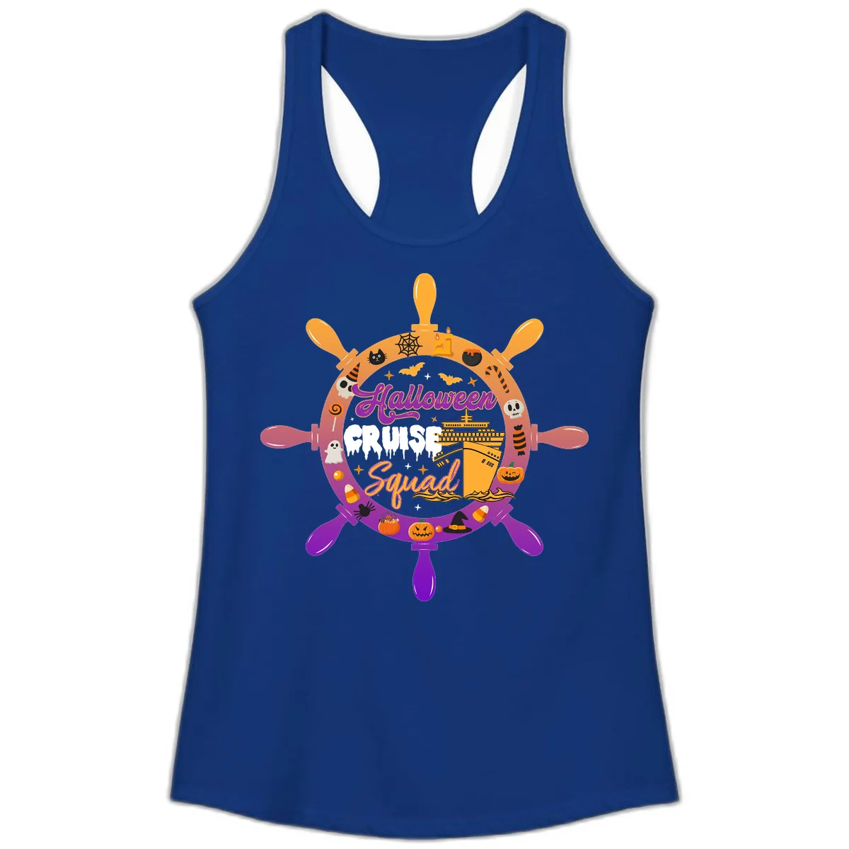 Halloween Cruise Squad Ladies Tank in Solid Royal