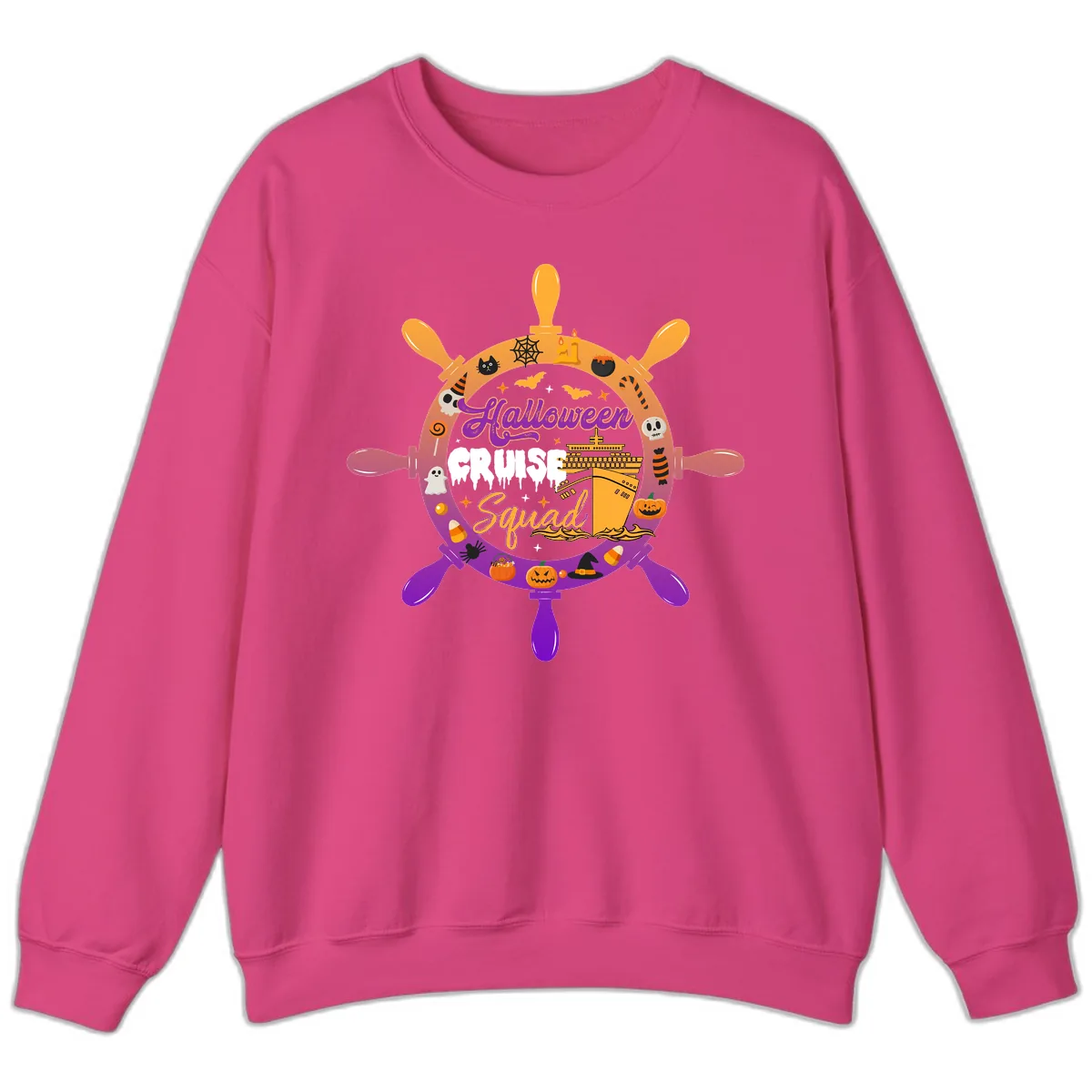 Halloween Cruise Squad Sweatshirt in Heliconia