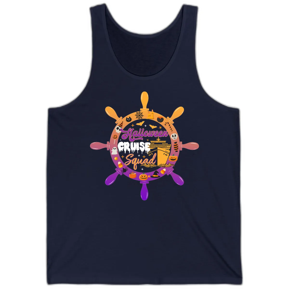 Halloween Cruise Squad Tank in Navy