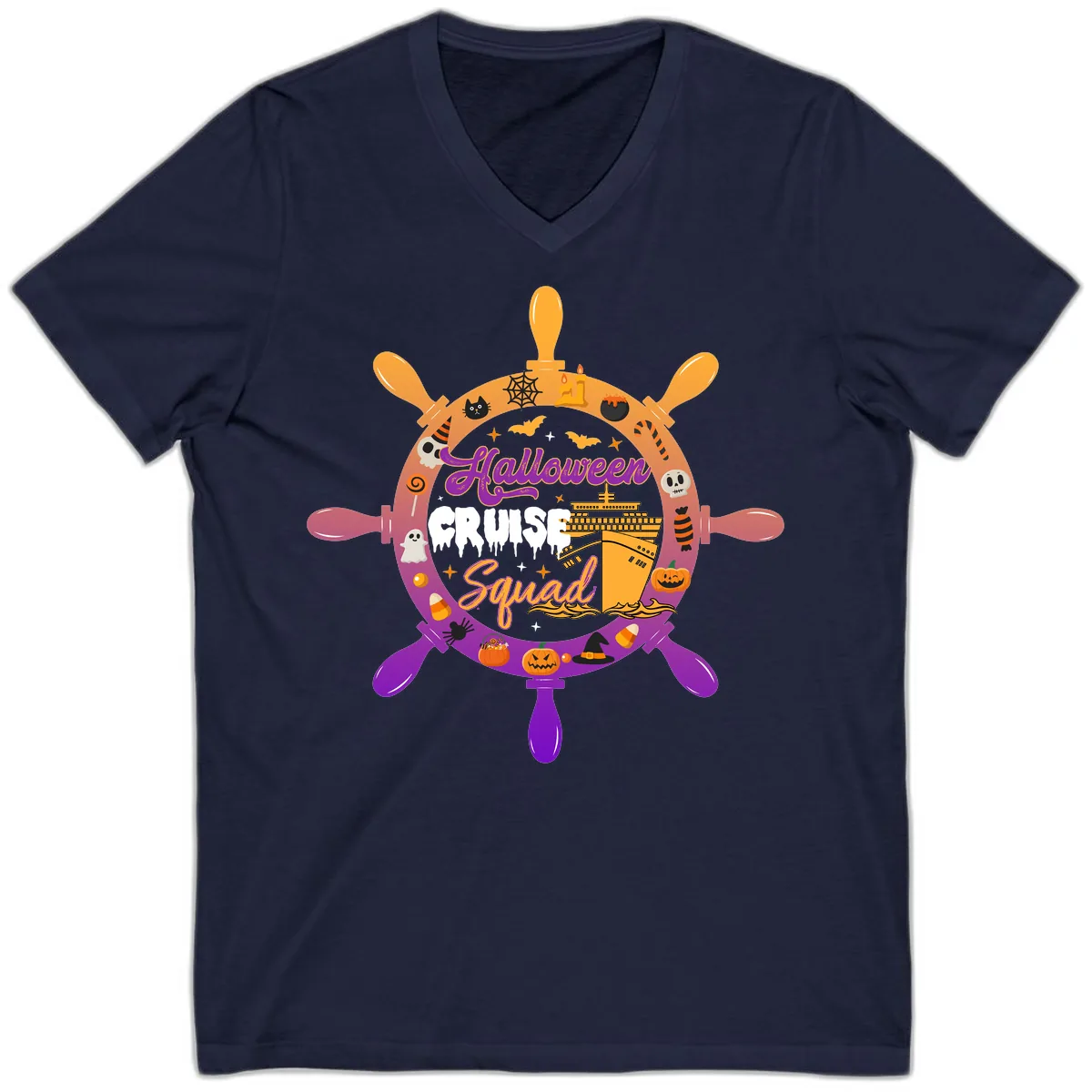 Halloween Cruise Squad V-Neck in Navy