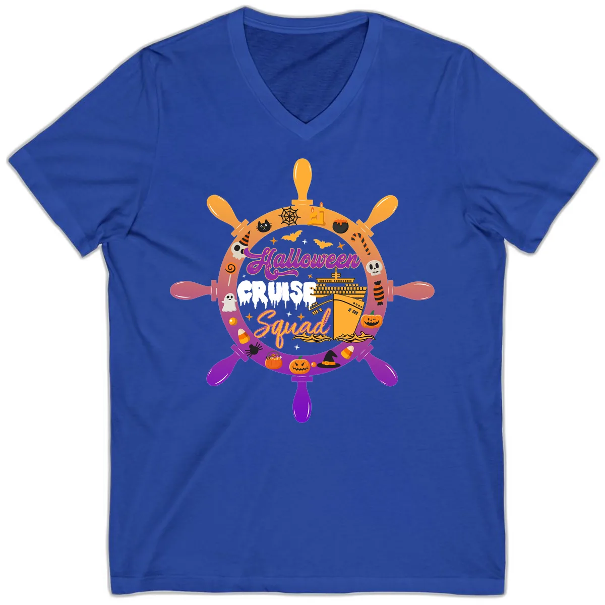 Halloween Cruise Squad V-Neck in True Royal