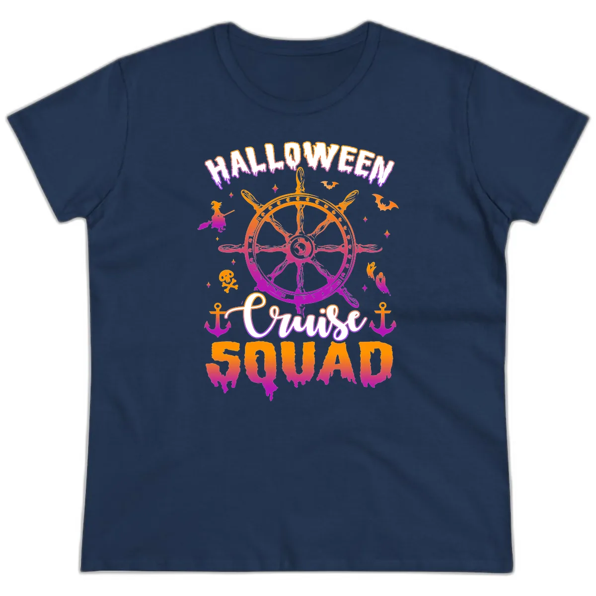 Halloween Cruise Squad Ladies Tee in Navy