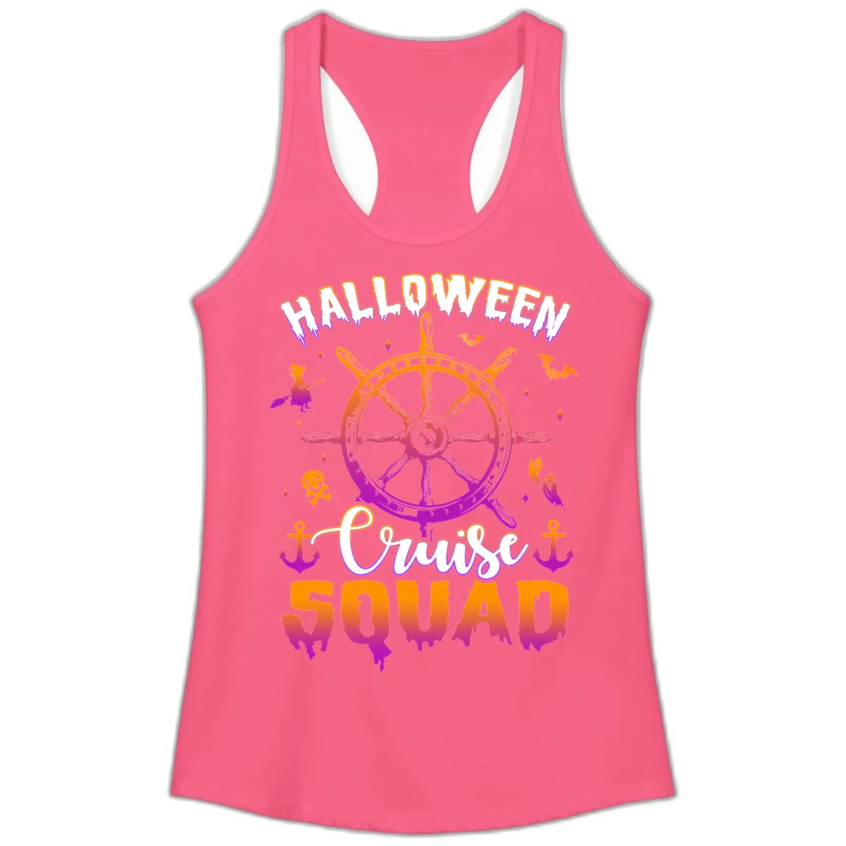 Halloween Cruise Squad Ladies Tank in Solid Hot Pink