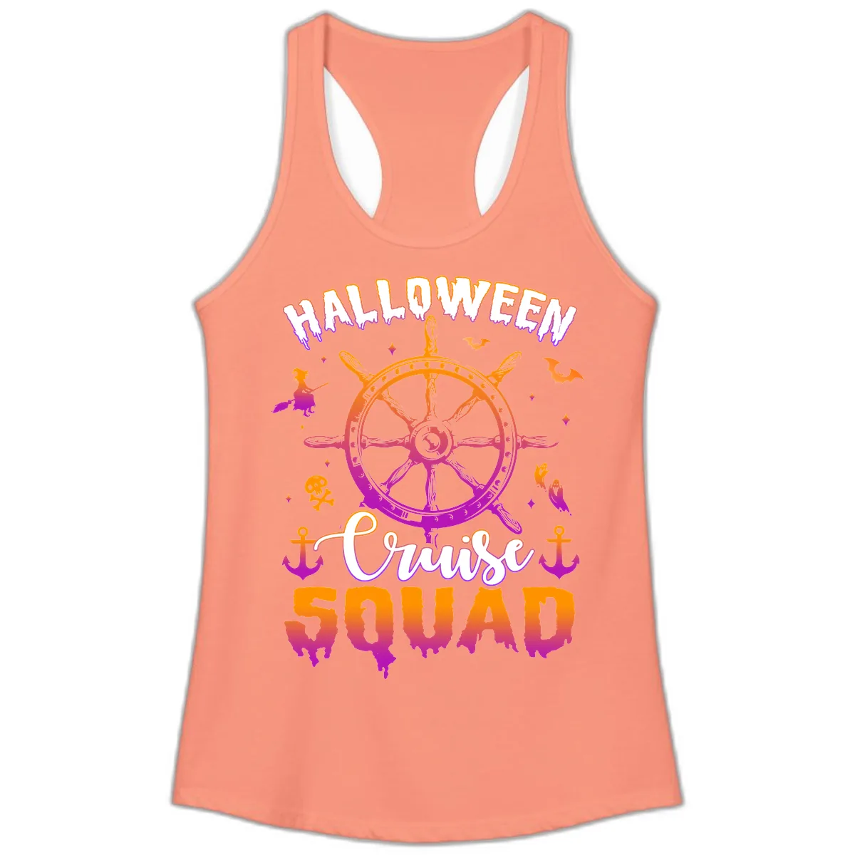 Halloween Cruise Squad Ladies Tank in Solid Light Orange