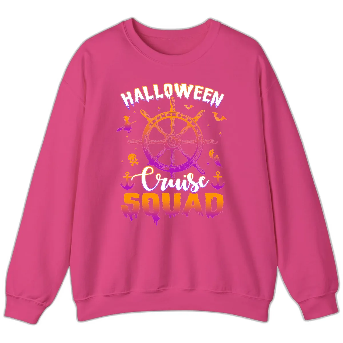 Halloween Cruise Squad Sweatshirt in Heliconia