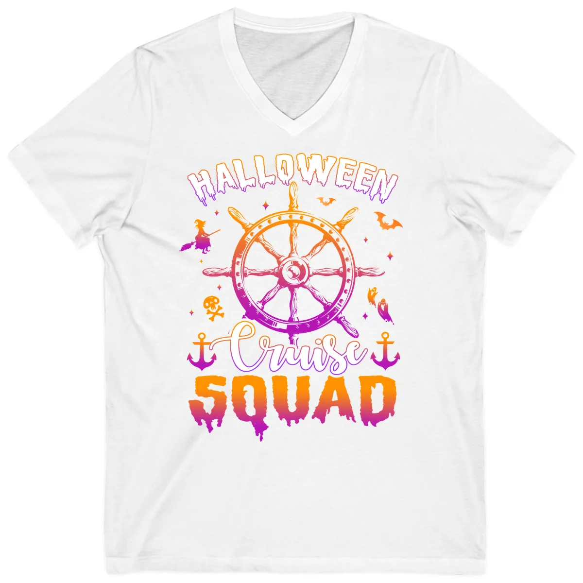 Halloween Cruise Squad V-Neck in White