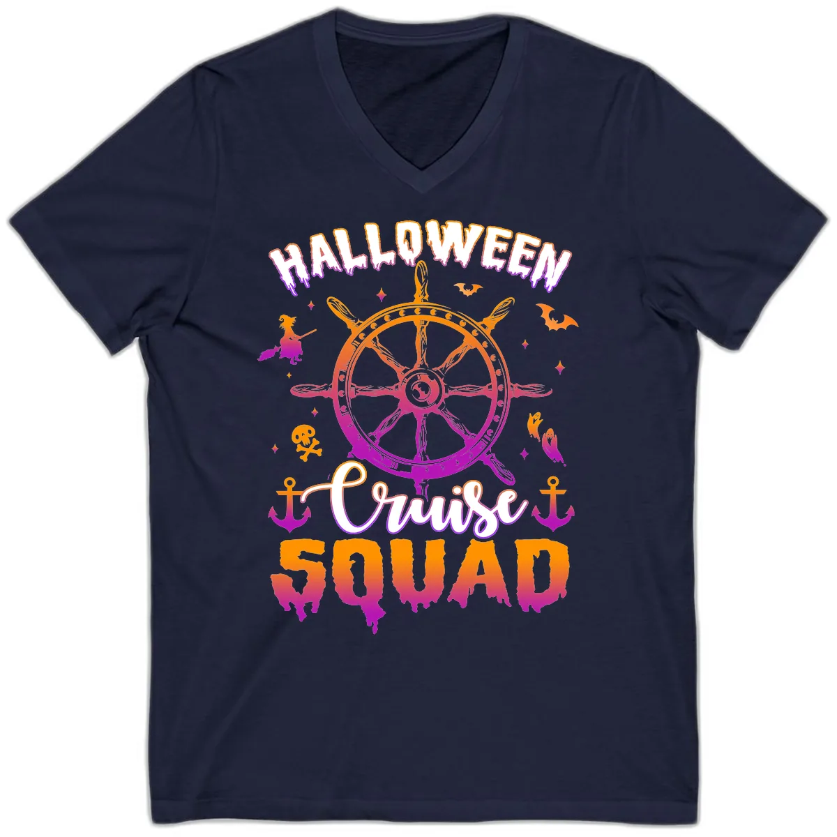 Halloween Cruise Squad V-Neck in Navy