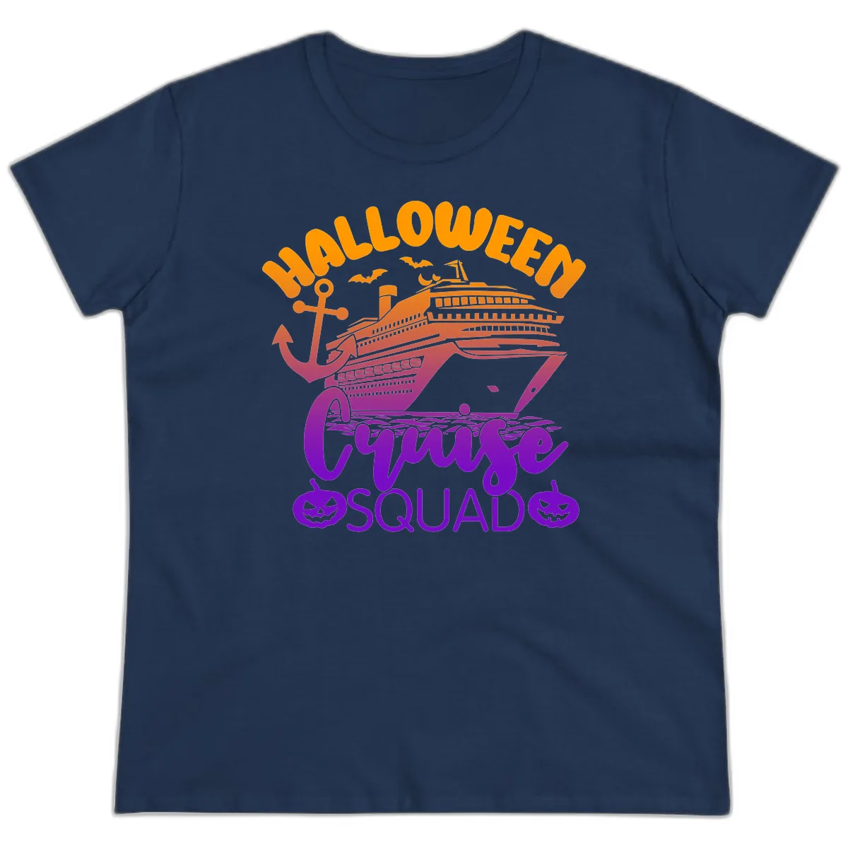 Halloween Cruise Squad Ladies Tee in Navy