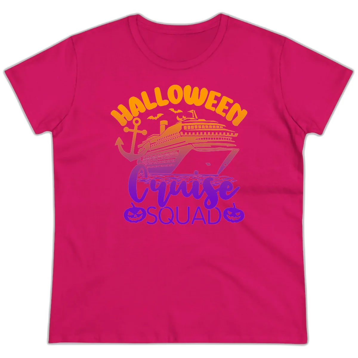 Halloween Cruise Squad Ladies Tee in Heliconia
