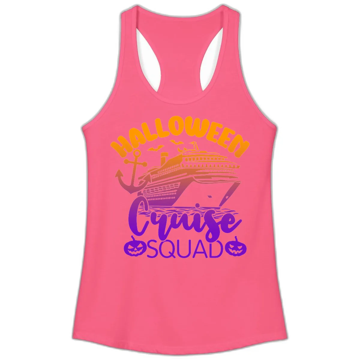 Halloween Cruise Squad Ladies Tank in Solid Hot Pink