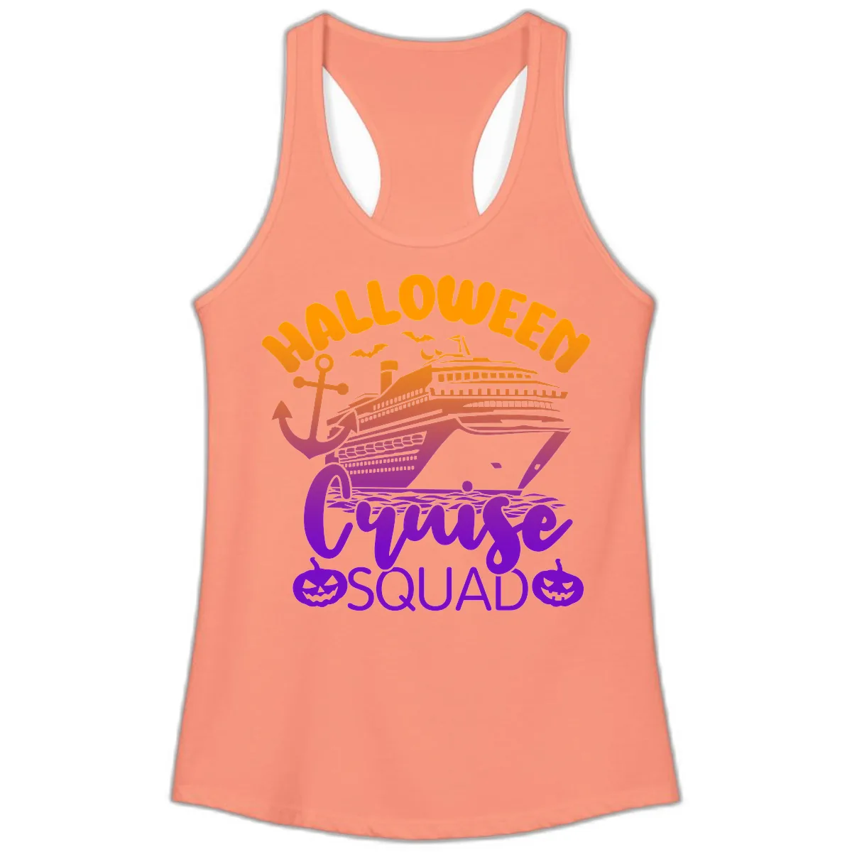Halloween Cruise Squad Ladies Tank in Solid Light Orange