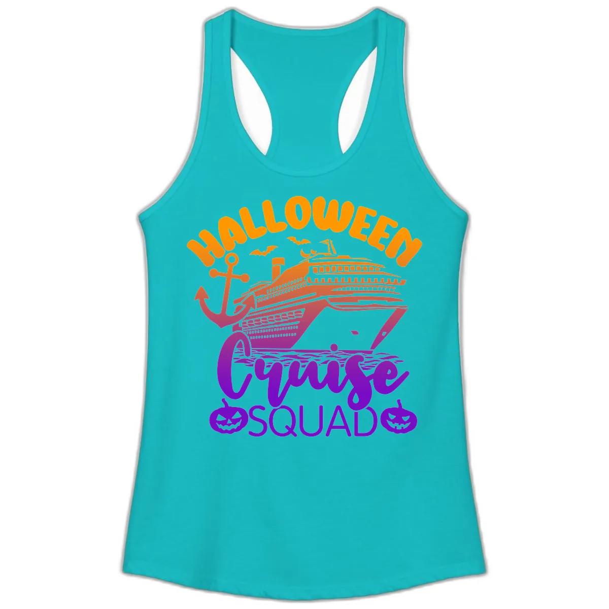 Halloween Cruise Squad Ladies Tank in Tahiti Blue