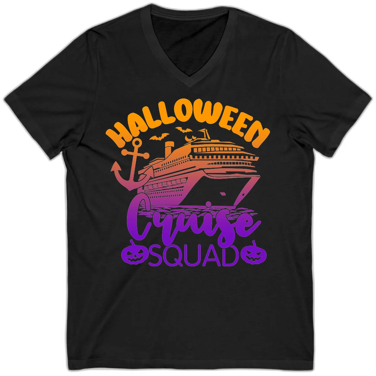 Halloween Cruise Squad V-Neck in Black
