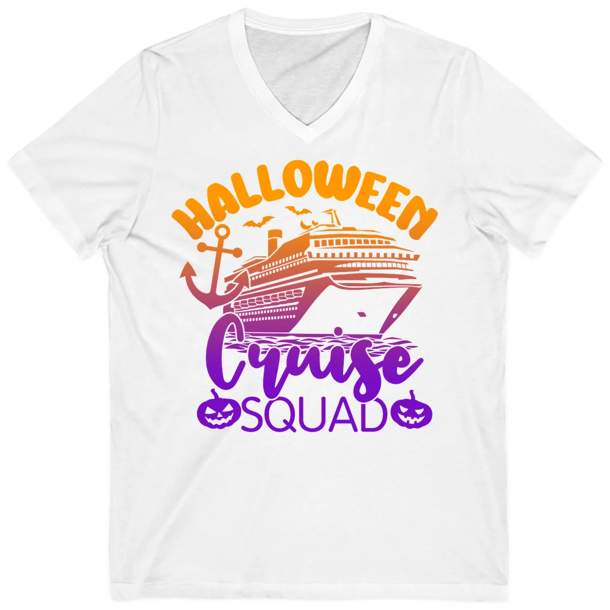 Halloween Cruise Squad V-Neck in White