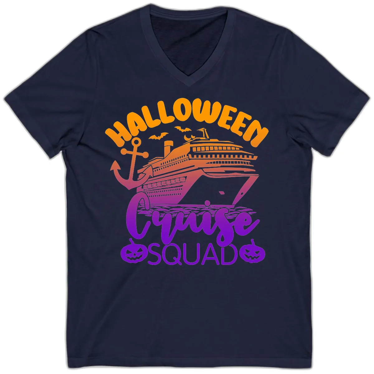 Halloween Cruise Squad V-Neck in Navy
