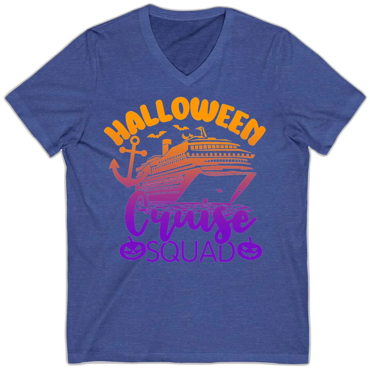 Halloween Cruise Squad V-Neck in Heather True Royal