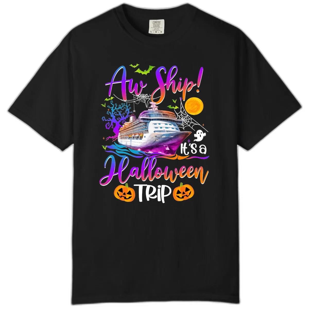 Ahoy Ship It's A Halloween Trip Comfort Color in Black