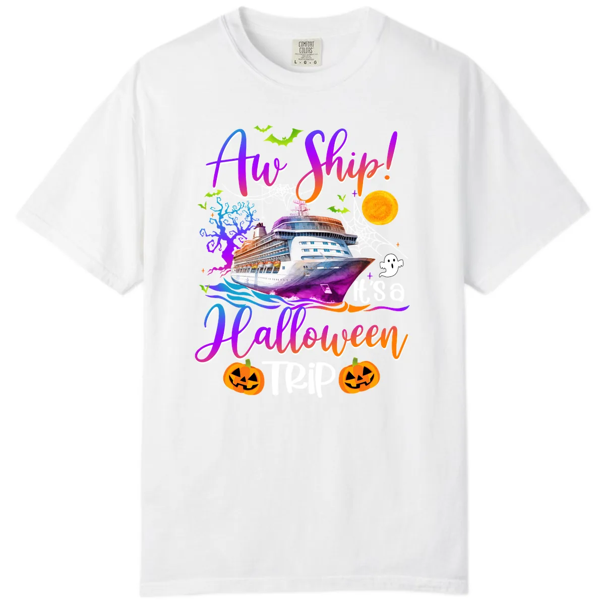 Ahoy Ship It's A Halloween Trip Comfort Color in White
