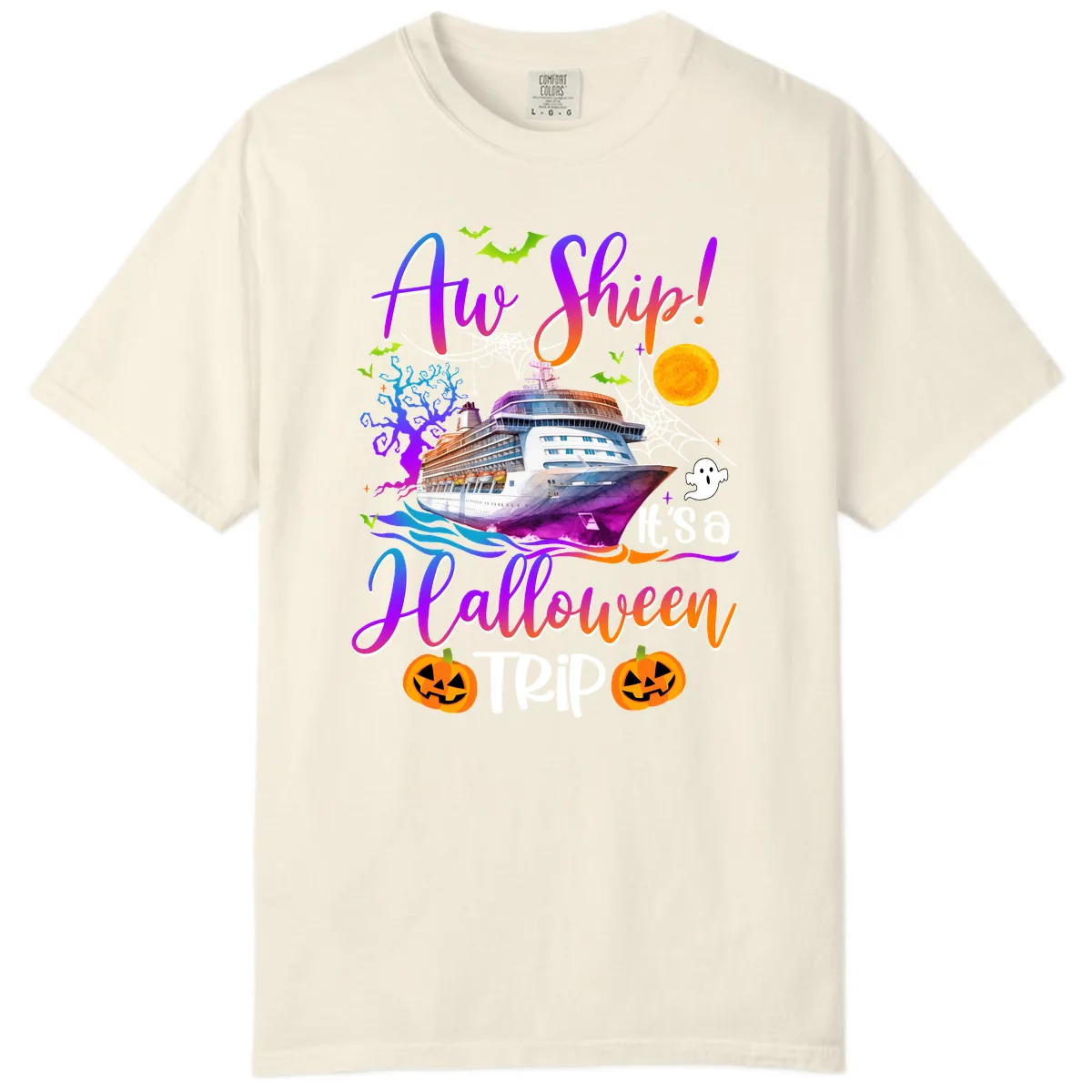 Ahoy Ship It's A Halloween Trip Comfort Color in Ivory