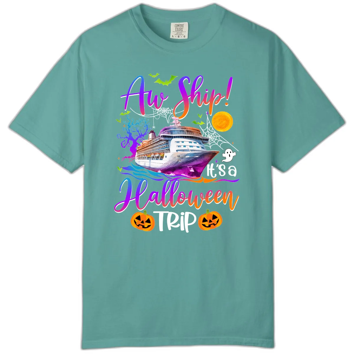 Ahoy Ship It's A Halloween Trip Comfort Color in Seafoam
