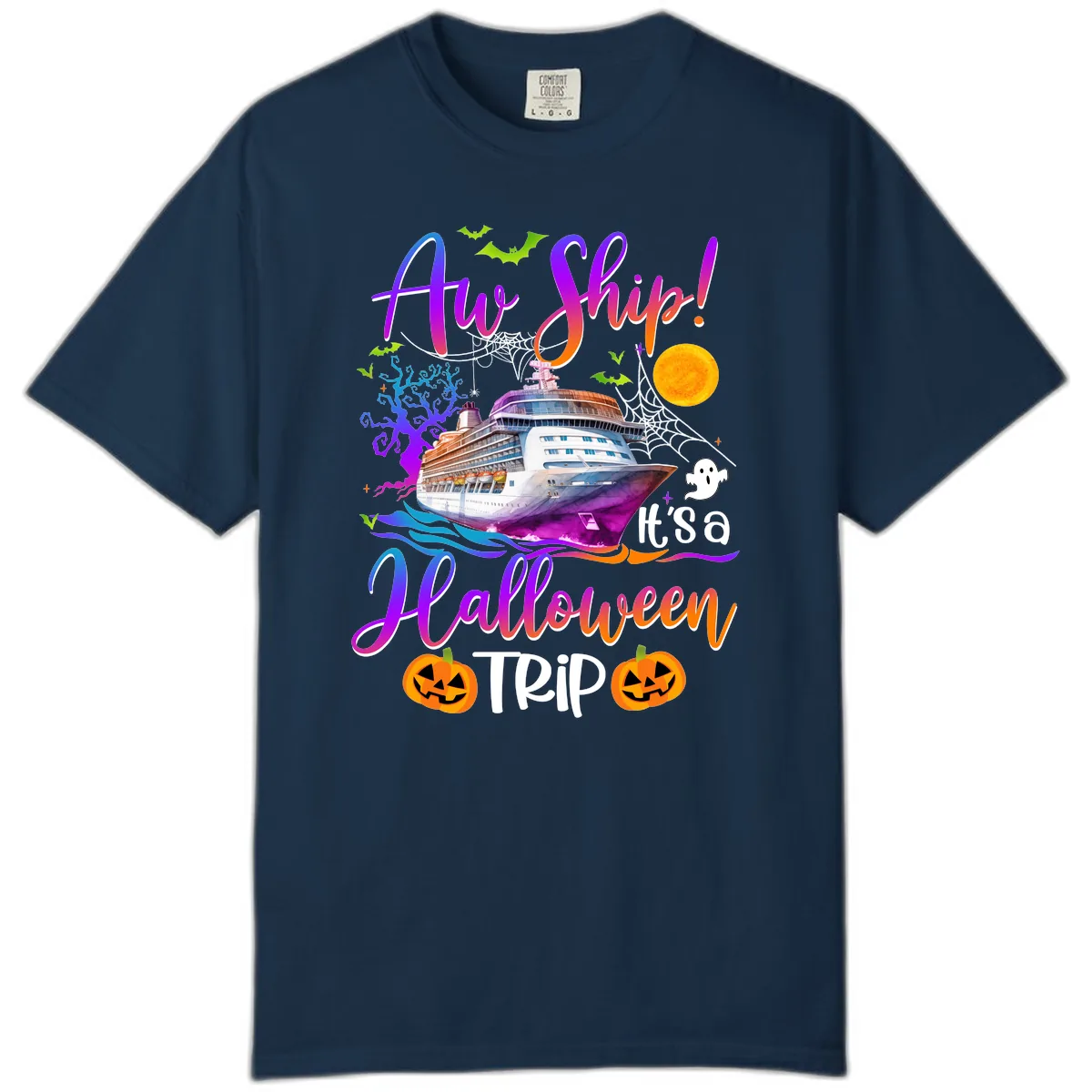 Ahoy Ship It's A Halloween Trip Comfort Color in True Navy