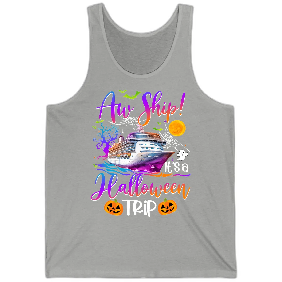 Ahoy Ship It's A Halloween Trip Tank in Athletic Heather