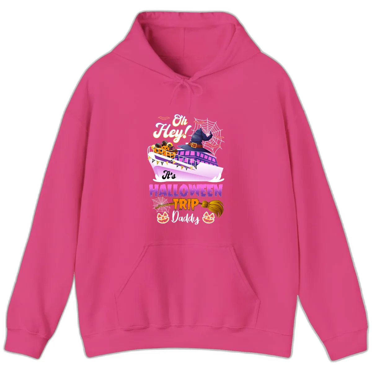 Oh Hey It's Halloween Trip Daddy Hoodie in Heliconia