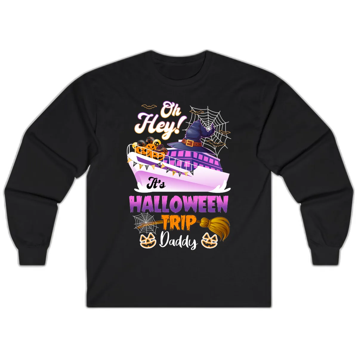 Oh Hey It's Halloween Trip Daddy Long Sleeve in Black