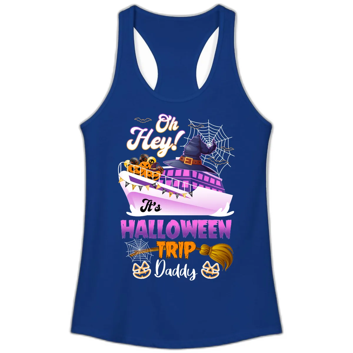 Oh Hey It's Halloween Trip Daddy Ladies Tank in Solid Royal