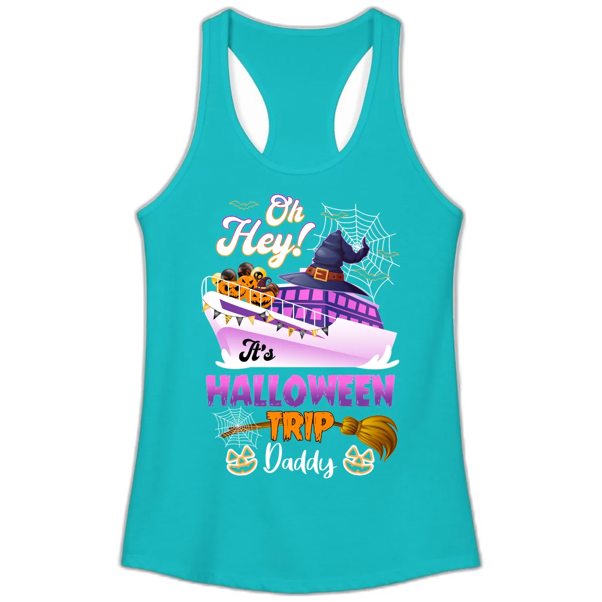 Oh Hey It's Halloween Trip Daddy Ladies Tank in Tahiti Blue