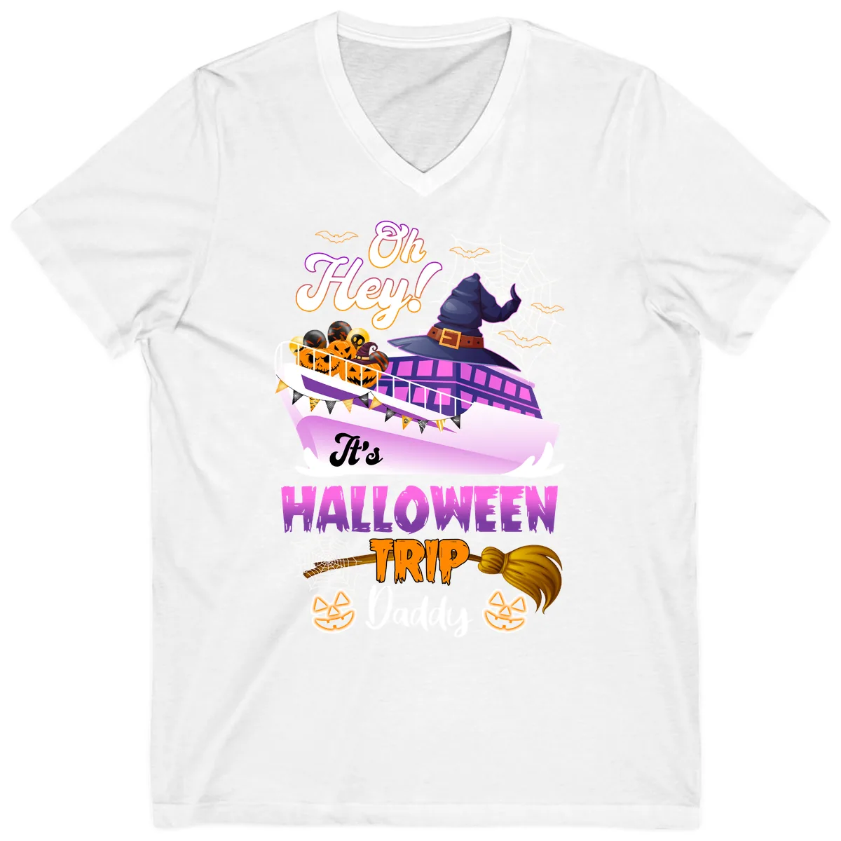 Oh Hey It's Halloween Trip Daddy V-Neck in White