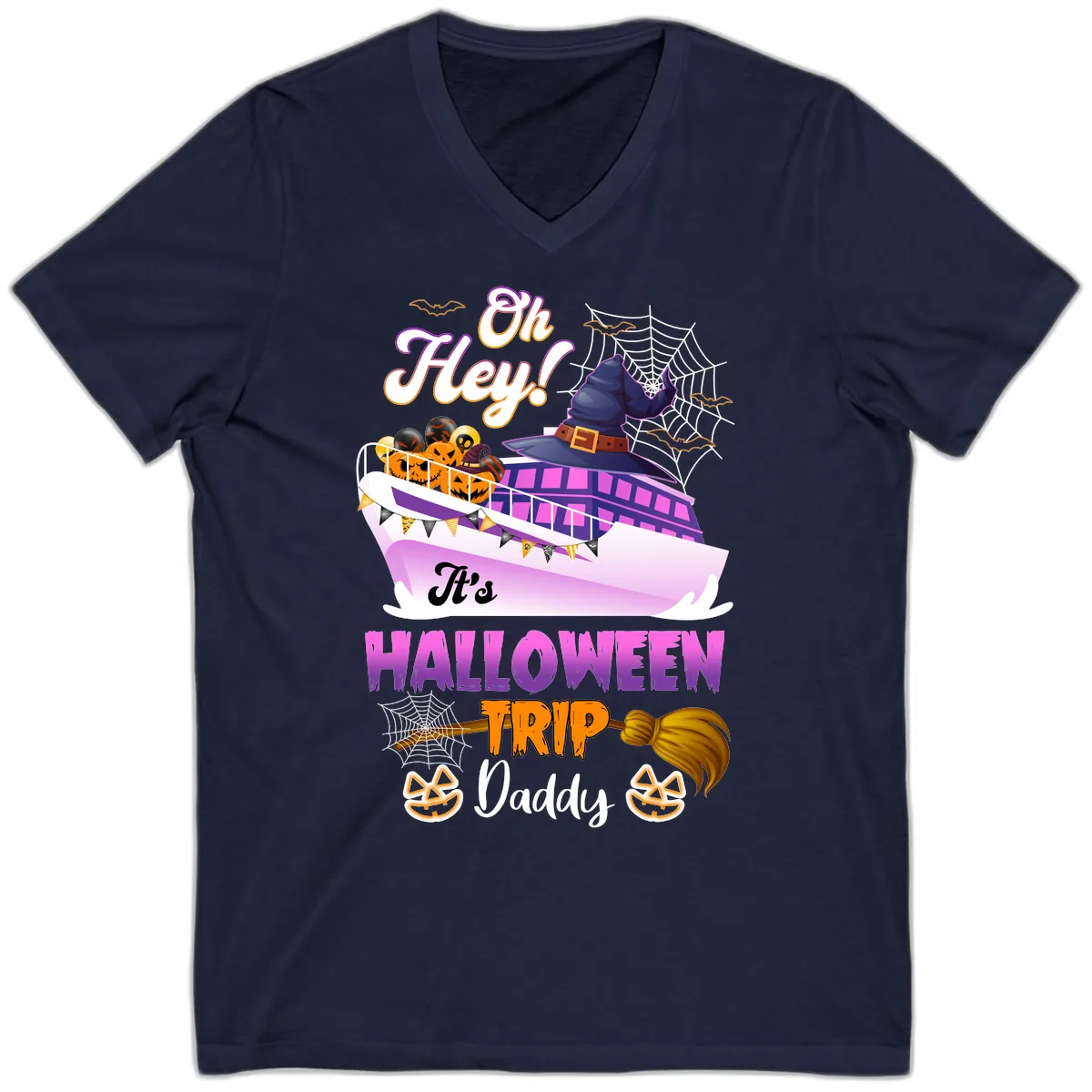 Oh Hey It's Halloween Trip Daddy V-Neck in Navy