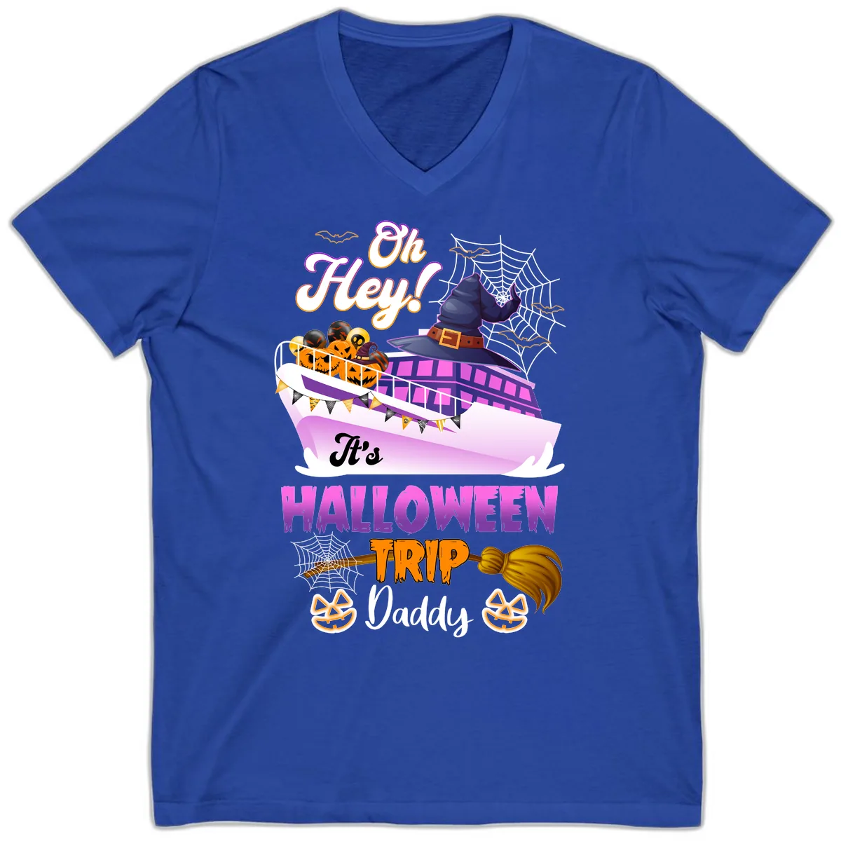 Oh Hey It's Halloween Trip Daddy V-Neck in True Royal