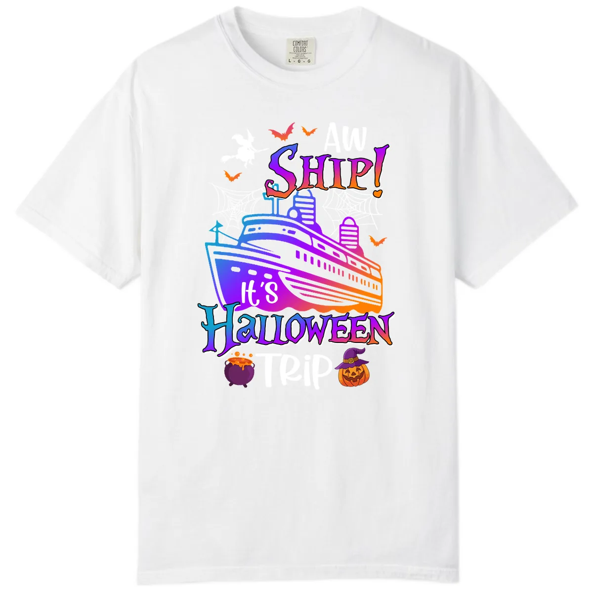 Aw Ship It's Halloween Trip Comfort Color in White