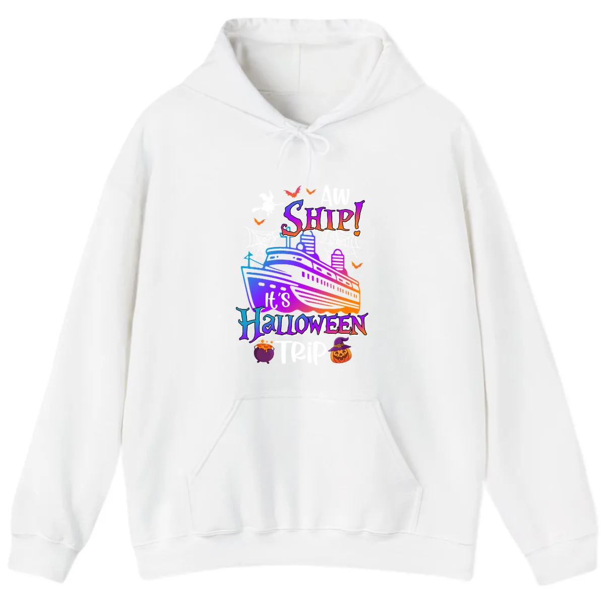 Aw Ship It's Halloween Trip Hoodie in White