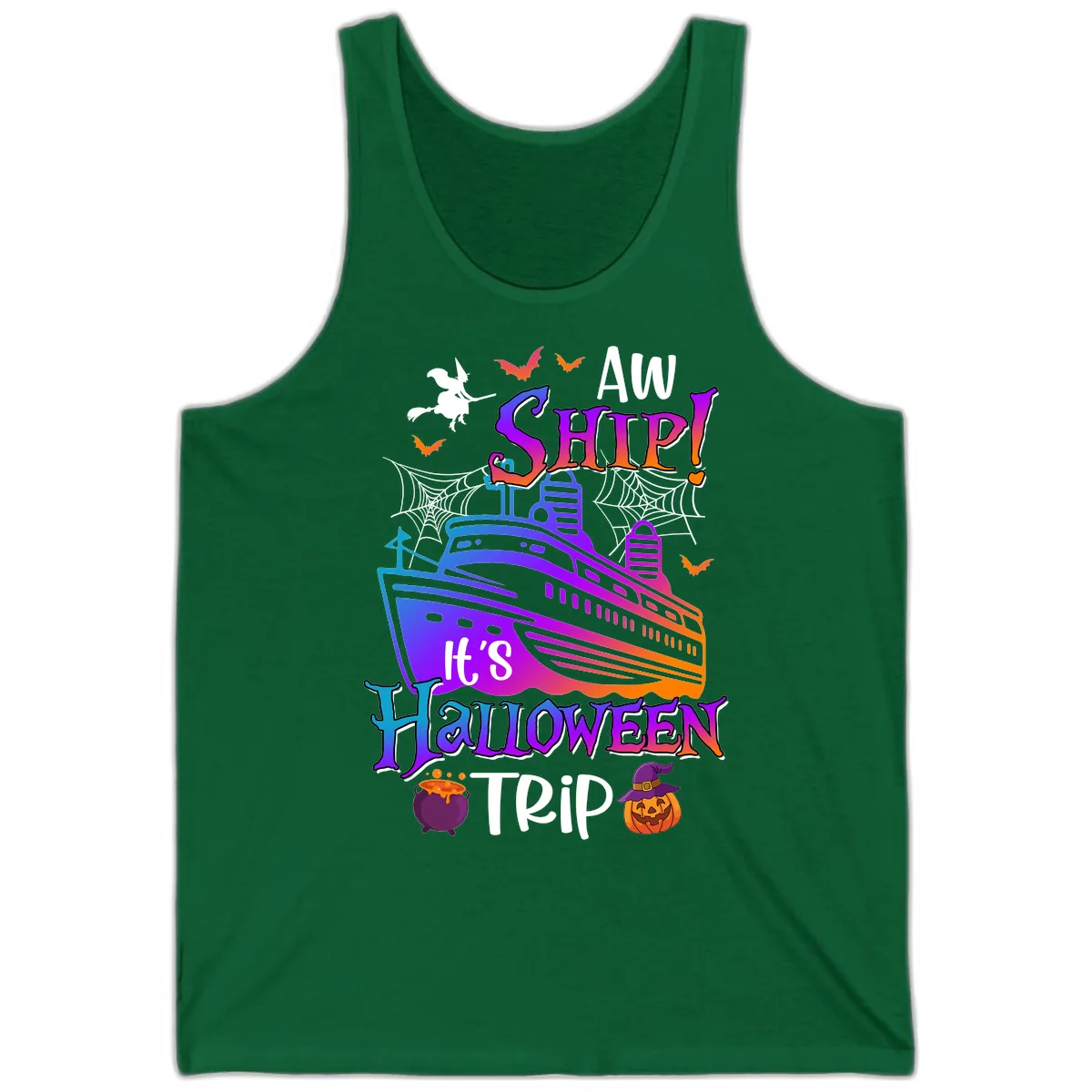 Aw Ship It's Halloween Trip Tank in Kelly