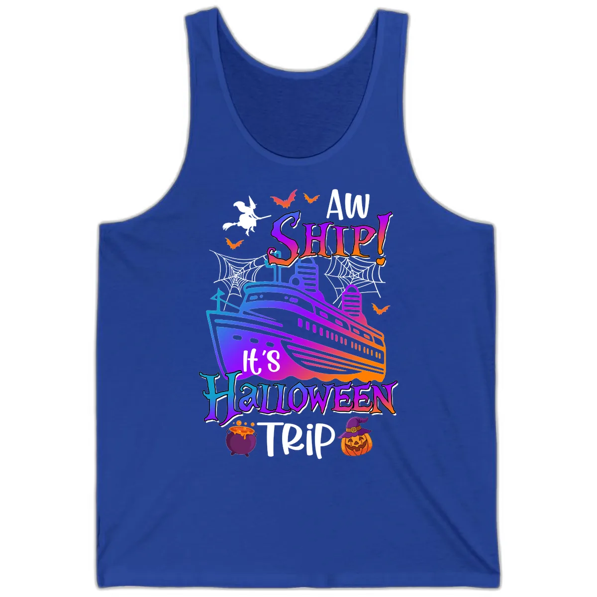 Aw Ship It's Halloween Trip Tank in True Royal