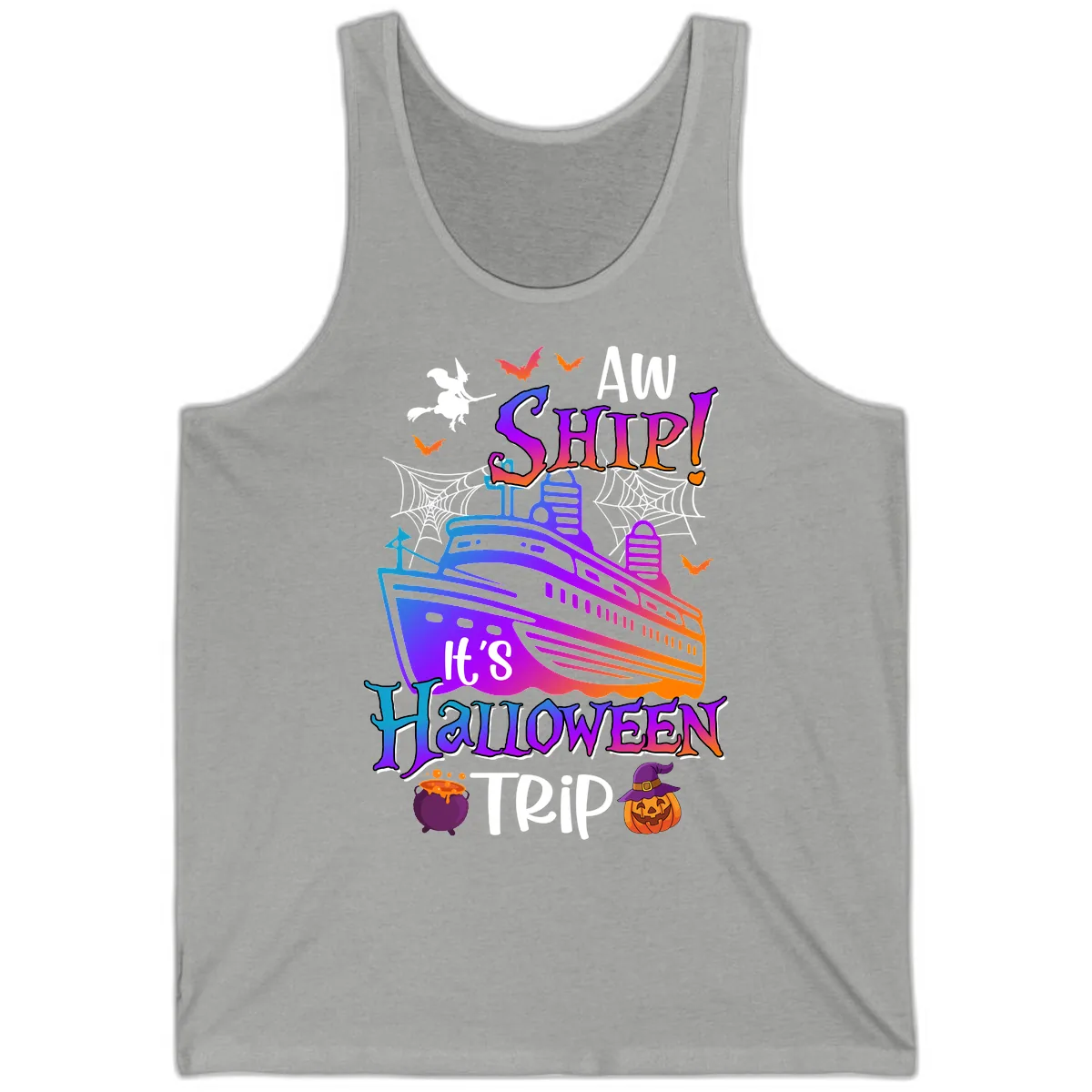 Aw Ship It's Halloween Trip Tank in Athletic Heather
