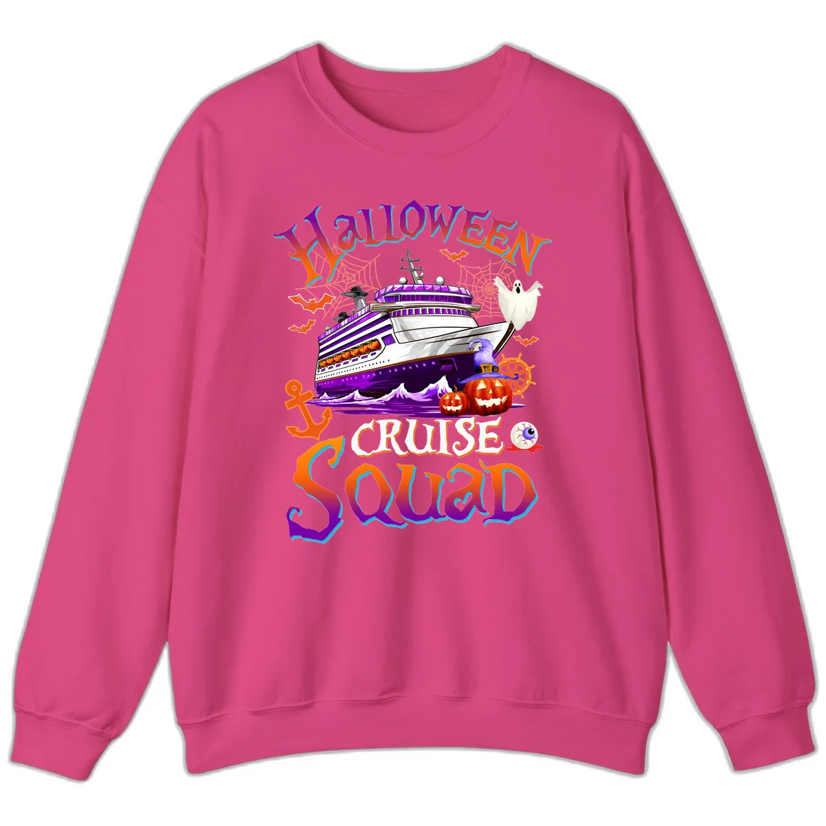 Halloween Cruise Squad Sweatshirt in Heliconia
